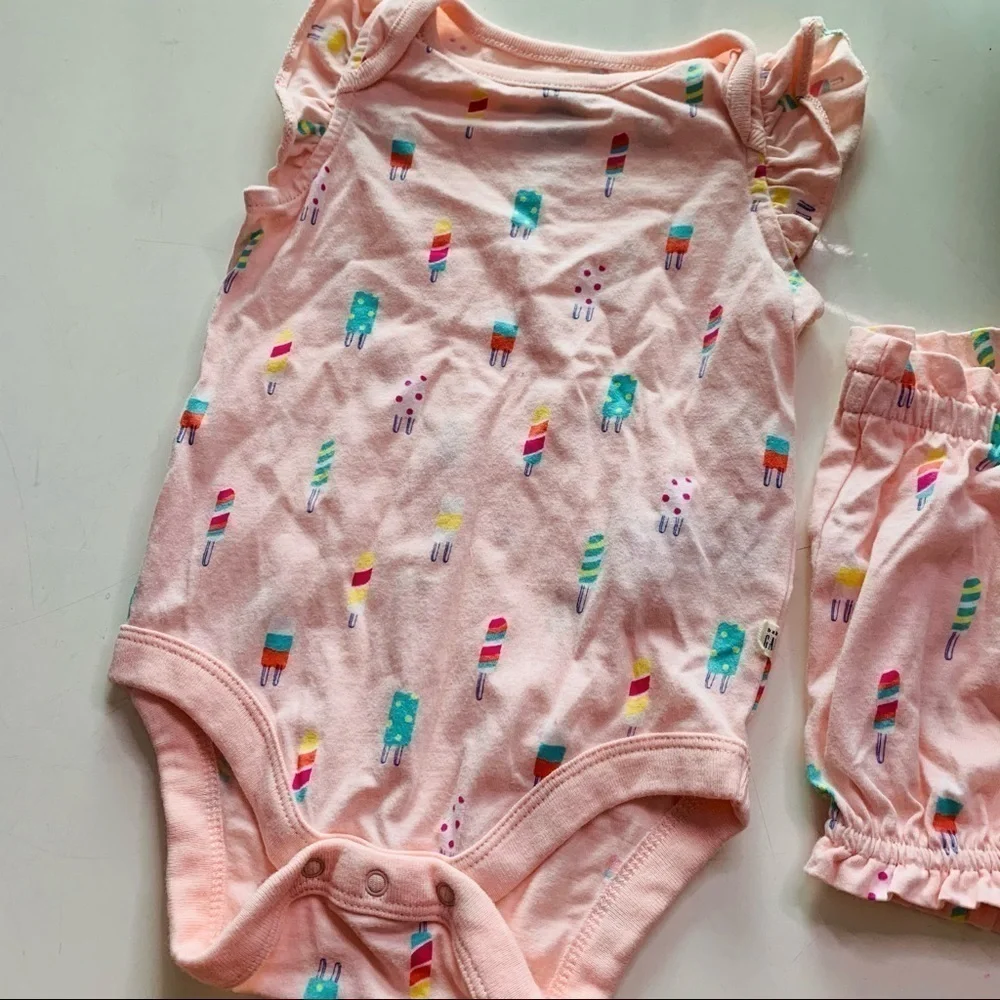 Baby Gap Summer pink popsicle onesie shorts 3-6 m